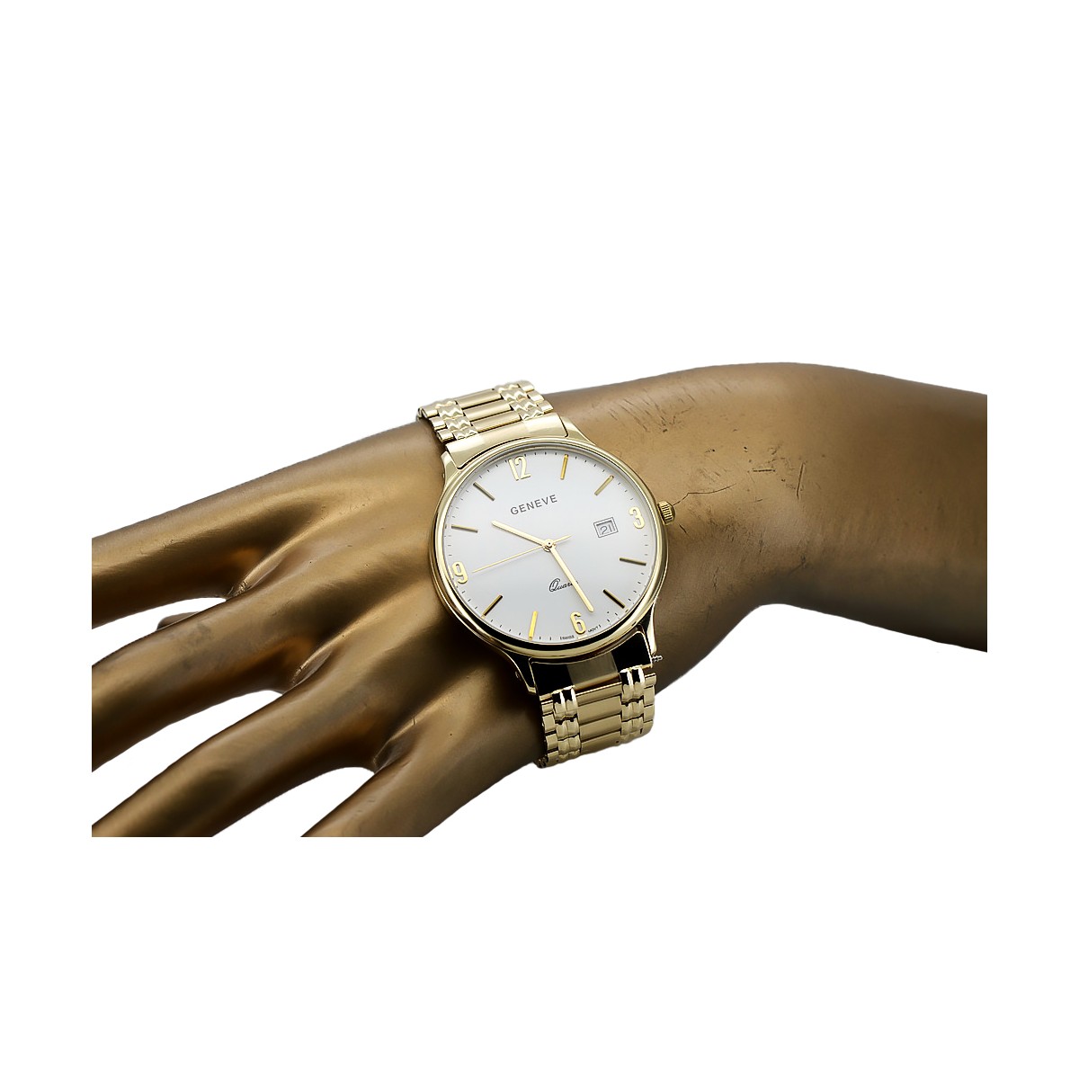 Gold men's watch Geneve ★ zlotychlopak.pl ★ Gold purity 585 333 Low Price!