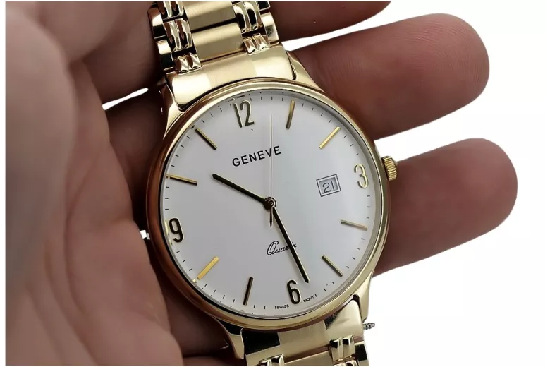 Reloj de oro para hombre Geneve ★ zlotychlopak.pl ★ Pureza de oro 585 333 Precio bajo!