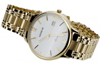 Reloj de oro para hombre Geneve ★ zlotychlopak.pl ★ Pureza de oro 585 333 Precio bajo!