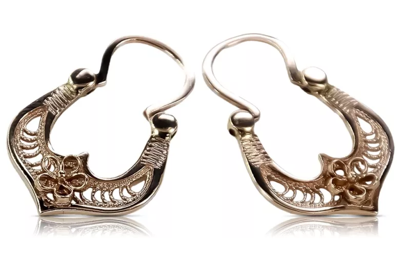 "Pendientes Gipsy Vintage en Oro Rosa Antiguo de 14k Sin Piedras" ven041 ven041