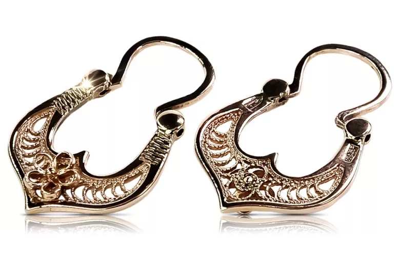 "Boucles d'oreilles Gipsy Vintage en or rose 14 carats 585 sans pierres" ven041 ven041