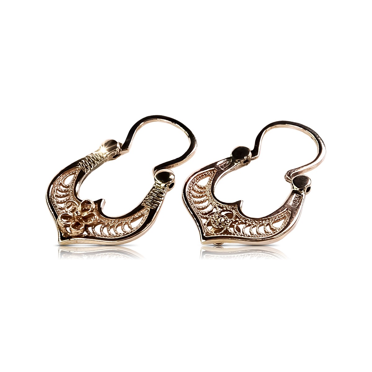 "Pendientes Gipsy Vintage en Oro Rosa Antiguo de 14k Sin Piedras" ven041 ven041