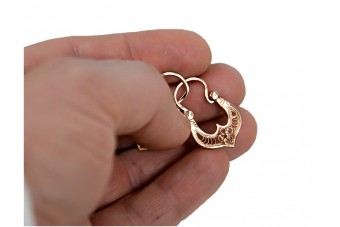 "Originales Vintage-Roségold 585 14k Keine Steine Gipsy Ohrringe" ven041 ven041