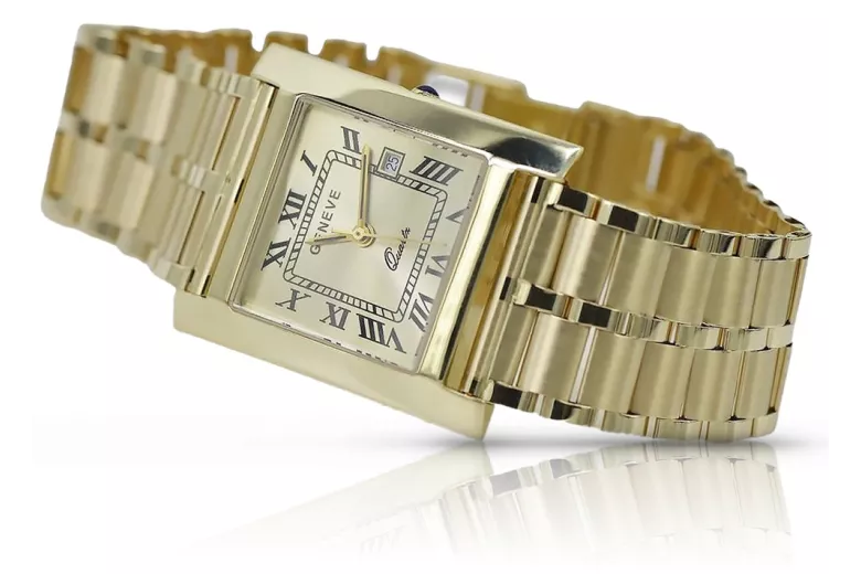 Gold men's watch Geneve ★ zlotychlopak.pl ★ Gold purity 585 333 Low Price!