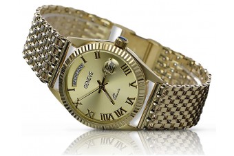 Montre pour homme en or jaune 14k 585 Geneve mw013ydg&mbw013y