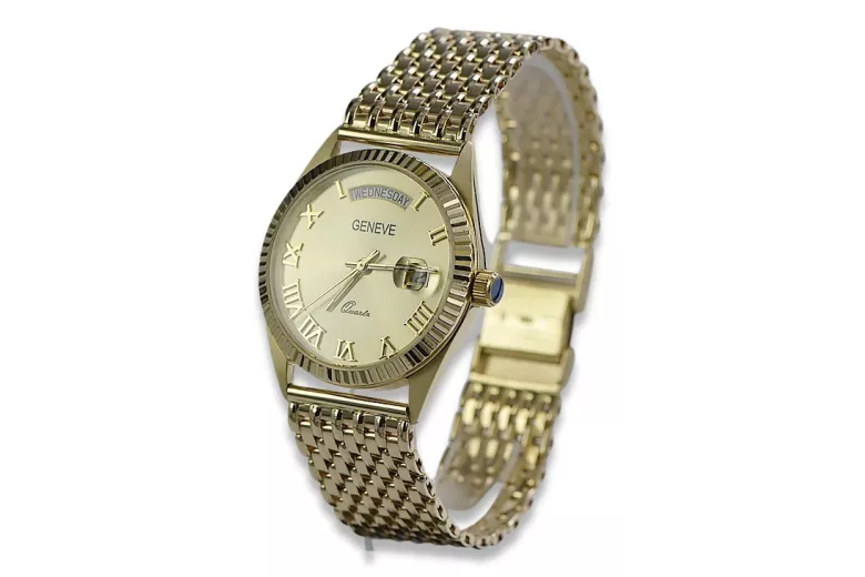 Reloj de oro para hombre Geneve ★ https://zlotychlopak.pl/es/ ★ Pureza del oro 585 333 ¡Precio bajo!