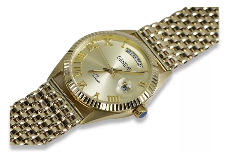 Złoty zegarek męski Geneve z 14-karatowym złotem 585 mw013ydg&mbw013y