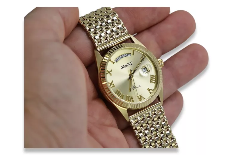 Reloj de oro para hombre Geneve ★ https://zlotychlopak.pl/es/ ★ Pureza del oro 585 333 ¡Precio bajo!