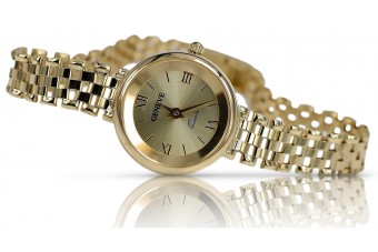 14k żółte złoto, Złoty cyferbla Pani Zegarek Geneve lw026y