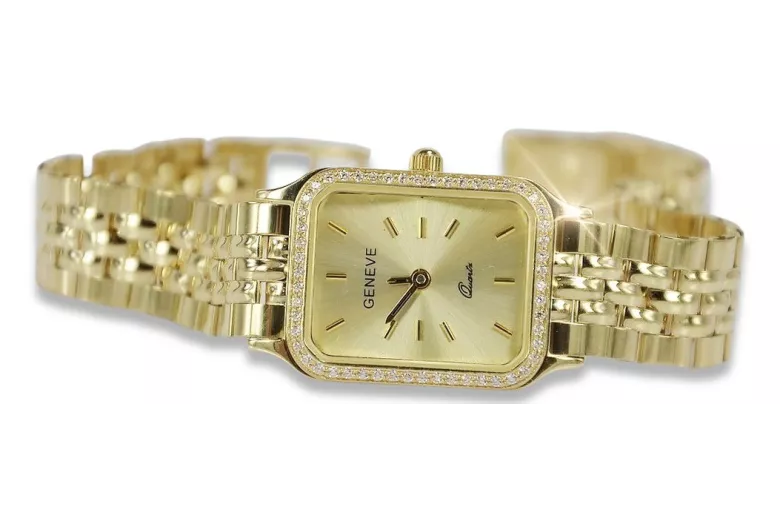 Gold men's watch Geneve ★ zlotychlopak.pl ★ Gold purity 585 333 Low Price!