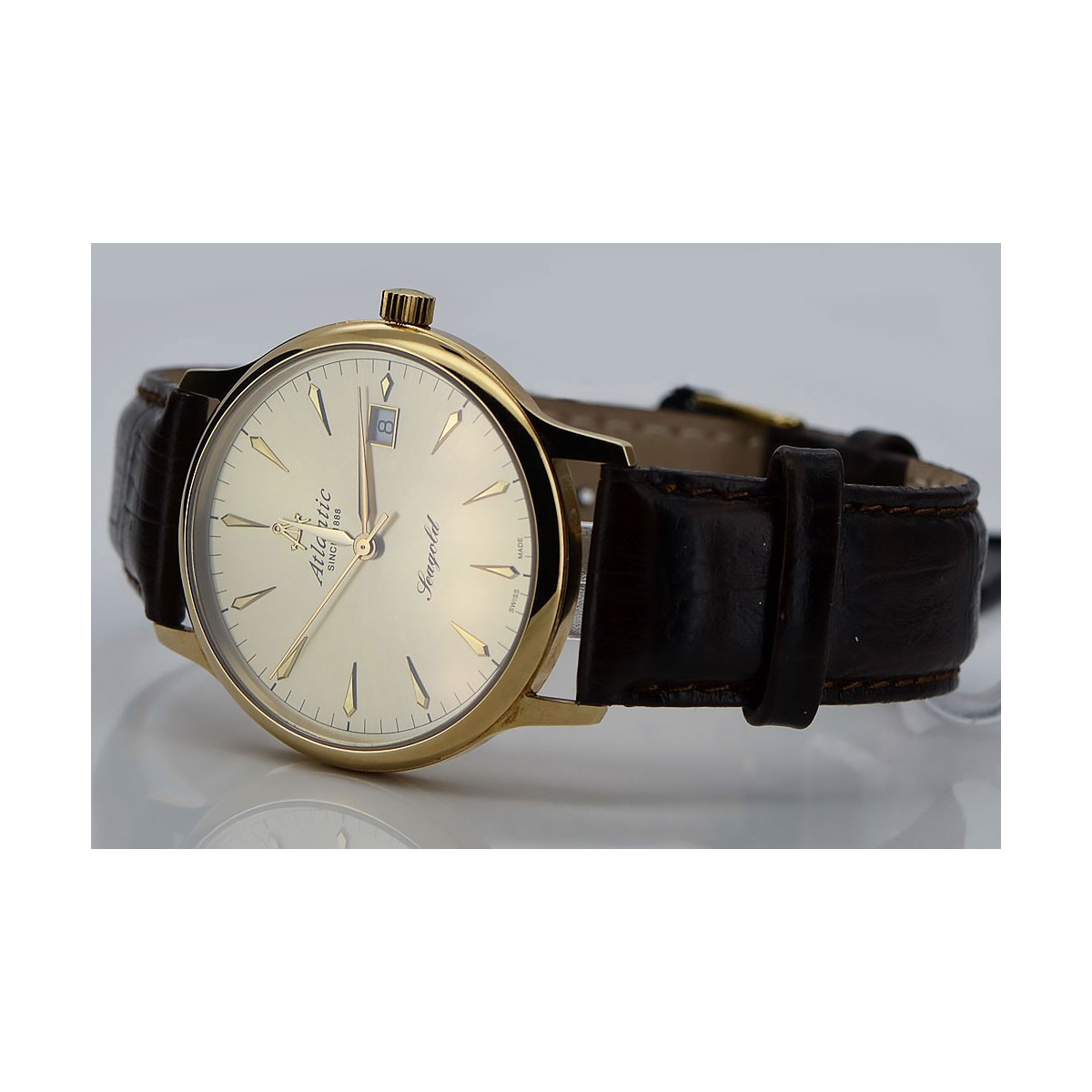 14 Karat Gelbgold Herren Atlantik Uhr, Gol. mw005y