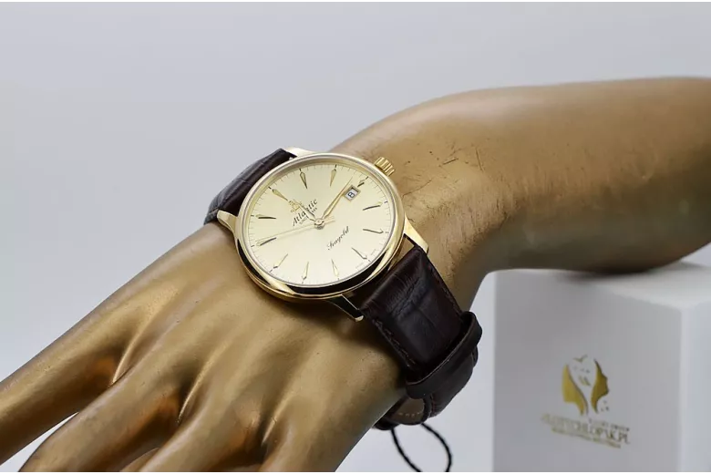 Zegarek męski złoty 14k, cyferblat w stylu atlantyckim mw005y