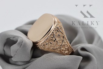 Vintage rose pink gold man's ring signet vs006 vsn006