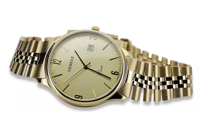 Montre homme en or jaune italien 14k 585 Genève mw017y&mbw018y