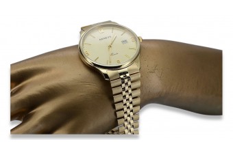 Montre homme en or jaune italien 14k 585 Genève mw017y&mbw018y