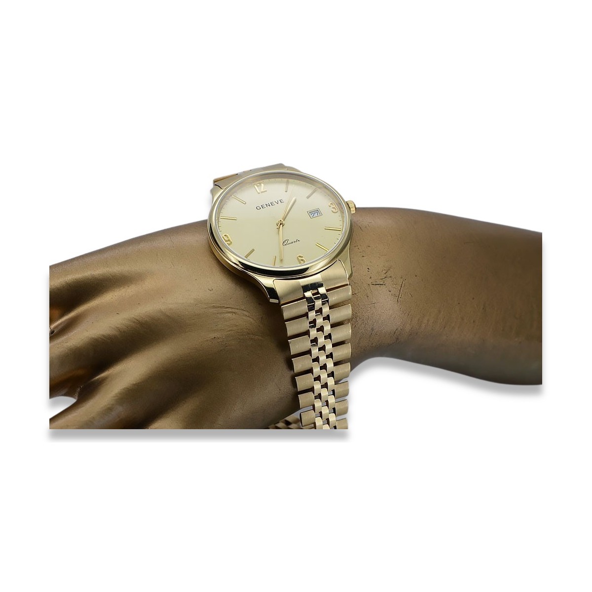 Gold men's watch Geneve ★ zlotychlopak.pl ★ Gold purity 585 333 Low Price!