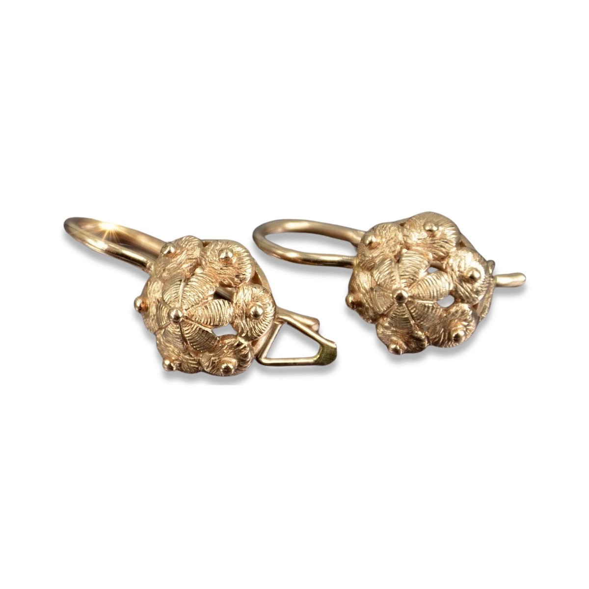 "Classic No Stones 14K Rose Gold Leaf Earrings" ven207 ven207