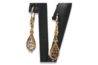 "Boucles d'oreilles feuille vintage en or rose 14 carats 585 sans pierres" ven110 ven110