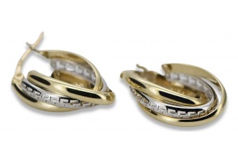 Elegante Italienische 14K Gelb- & Weißgold Ohrringe ohne Stein cen044yw cen044yw