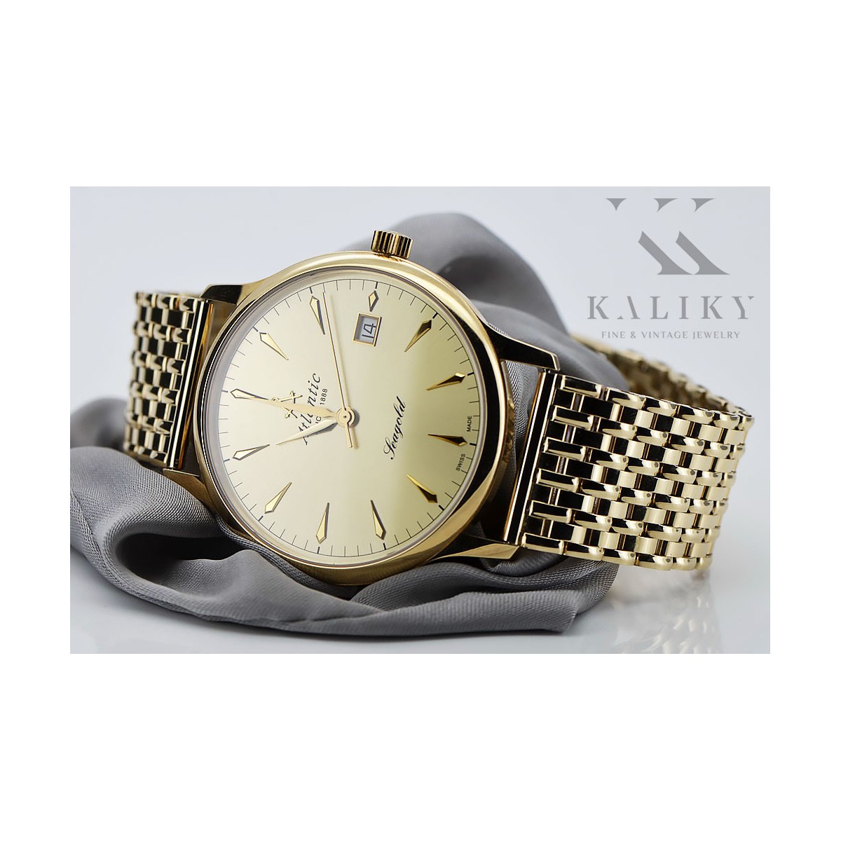 Reloj de pulsera Atlántica en oro amarillo de 14k para hombre mw003y&mbw013y