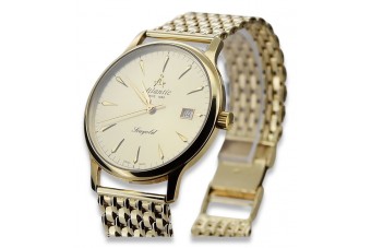 Montre-bracelet en or jaune 14 carats pour homme Océan Atlantique mw003y&mbw013y