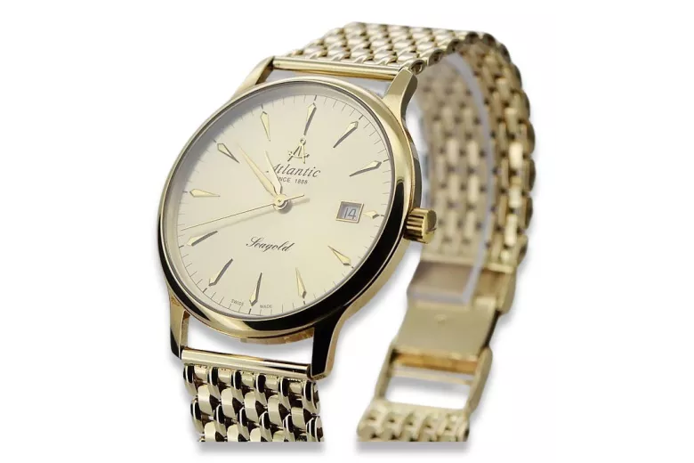 Gold men's watch Geneve ★ zlotychlopak.pl ★ Gold purity 585 333 Low Price!