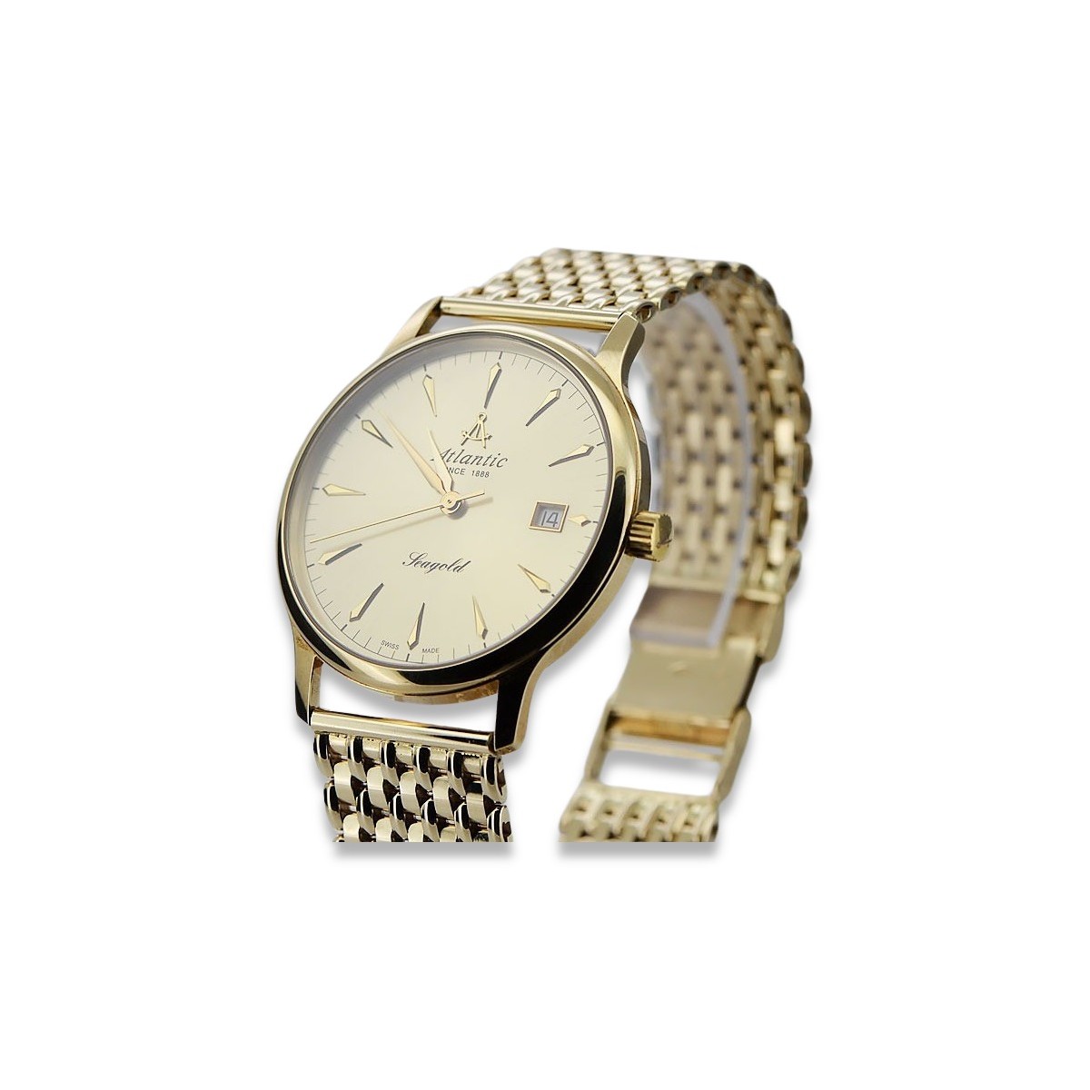 Gold men's watch Geneve ★ zlotychlopak.pl ★ Gold purity 585 333 Low Price!