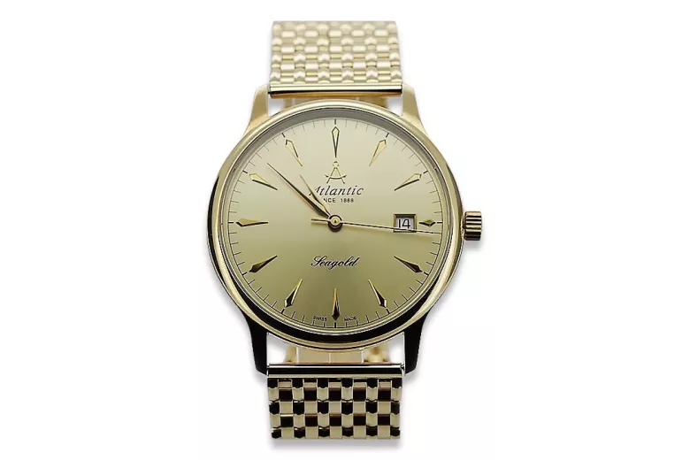 Reloj de pulsera Atlántica en oro amarillo de 14k para hombre mw003y&mbw013y