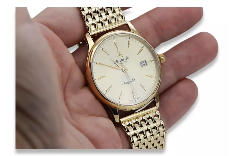 Gelbes 14k Gold Herrenuhr Atlantik Armbanduhr mw003y&mbw013y