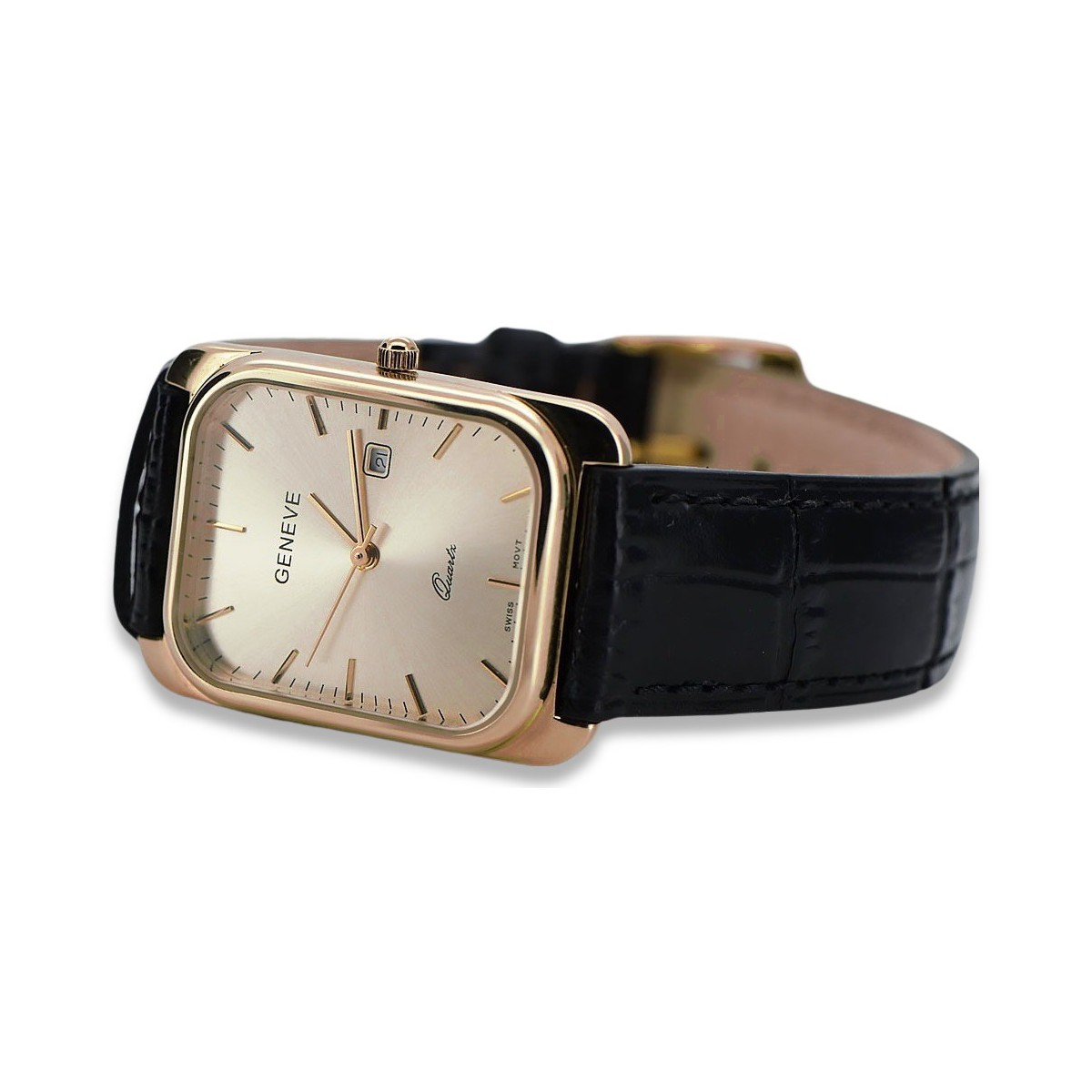 Gold men's watch Geneve ★ zlotychlopak.pl ★ Gold purity 585 333 Low Price!