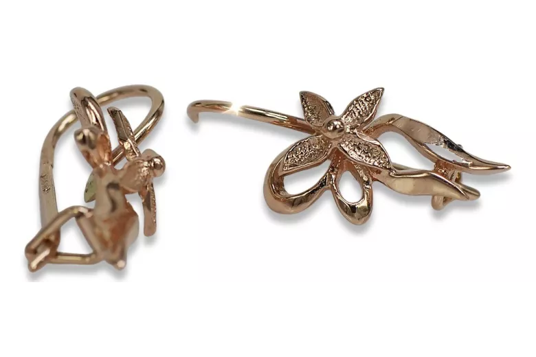 Vintage Rose Gold Flower Earrings in 14K White Gold ven141