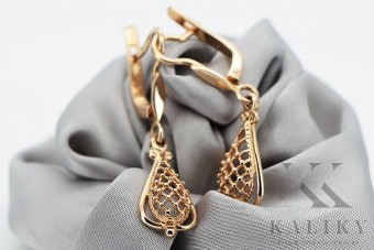 "Elegant No Stones Vintage 14K Rose Gold Leaf Earrings" ven151 ven151