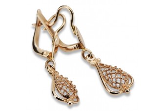 "Boucles d'oreilles feuille vintage en or rose 14 carats 585 sans pierres" ven151 ven151