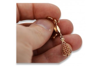 "Boucles d'oreilles feuille vintage en or rose 14 carats 585 sans pierres" ven151 ven151