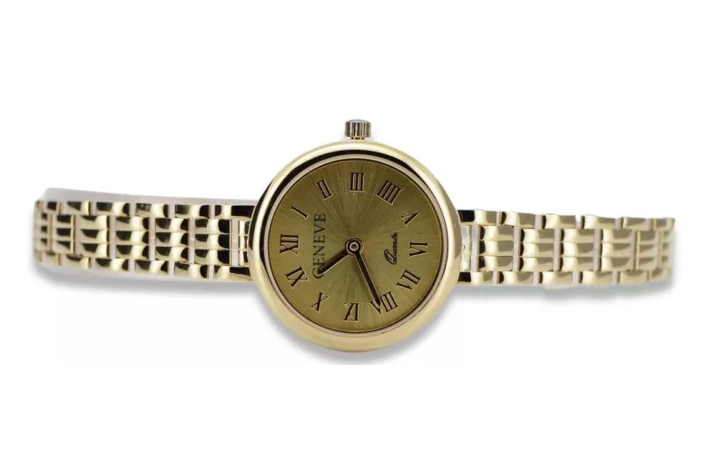 14K Жовте золото, Золотий Жіночий Годинник Geneve Lady Gift lw038y