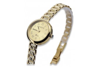 14-кв Желтое золото Женские Часы Geneve Леди Подарок lw038y