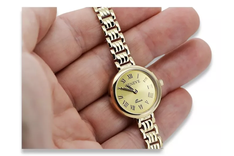 14K Жовте золото, Золотий Жіночий Годинник Geneve Lady Gift lw038y