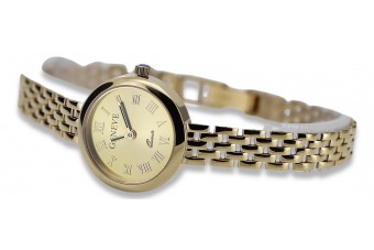14K жълто злато луксозен дамски часовник Geneve Lady Gift lw048y