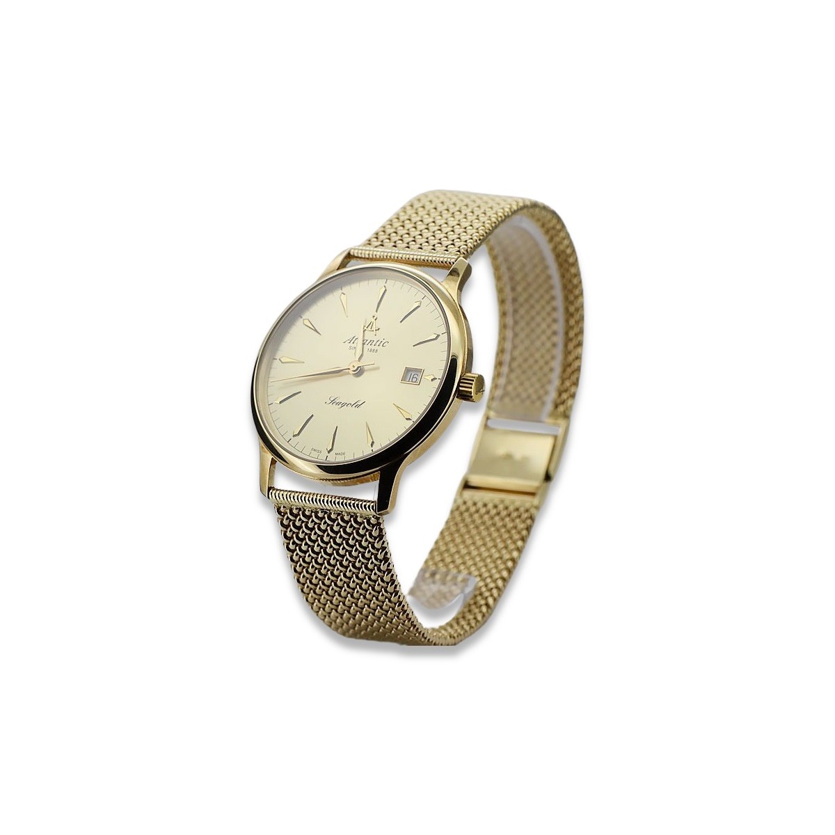 Reloj de pulsera dorado de 14k para hombre en Atlántico mw003y&mbw014y