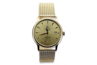 Золотий чоловічий годинник Atlantic на зап'ясті Галявина 14k mw003y&mbw014y