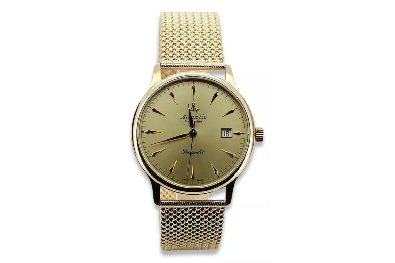 Gold men's watch Geneve ★ zlotychlopak.pl ★ Gold purity 585 333 Low Price!