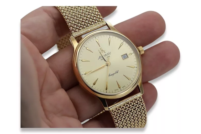 Gold men's watch Geneve ★ zlotychlopak.pl ★ Gold purity 585 333 Low Price!