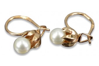 Elegant Original Vintage Pearl Earrings in 14K Rose Gold vepr011 vepr011