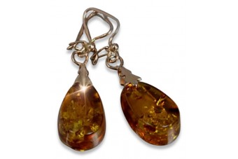 "Authentic Vintage Amber in Rose Gold Plated 925 Silver Earrings" veab002 veab002