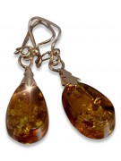 Boucles d’oreilles argentées soviétiques rose plaqué or 925 ambre veab002