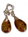 Boucles d’oreilles argentées soviétiques rose plaqué or 925 ambre veab002