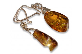 "Authentic Vintage Amber in Rose Gold Plated 925 Silver Earrings" veab002 veab002