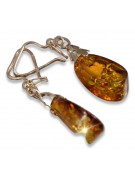 Boucles d’oreilles argentées soviétiques rose plaqué or 925 ambre veab002