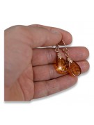 Russian Soviet silver rose gold plated 925 Amber earrings veab002