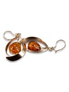 Russian Soviet silver rose gold plated 925 Amber earrings veab009